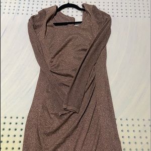Express gold sparkly fitted dress.